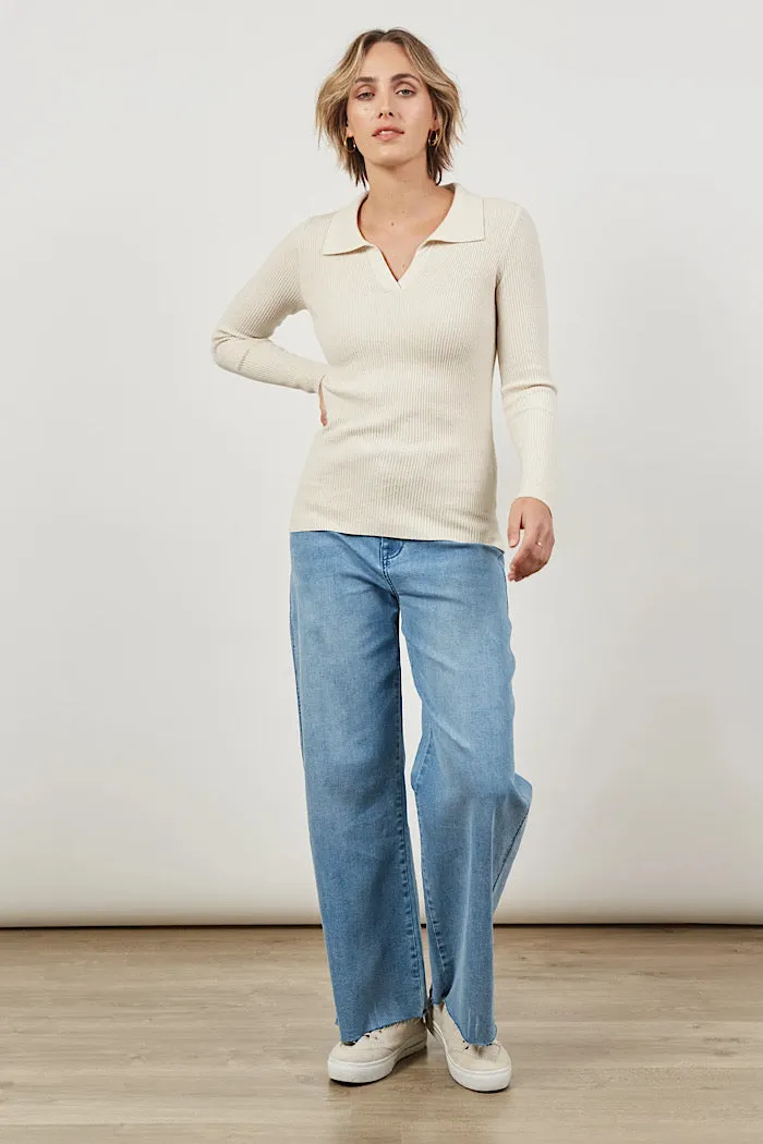 COSMO KNIT TOP - CREME