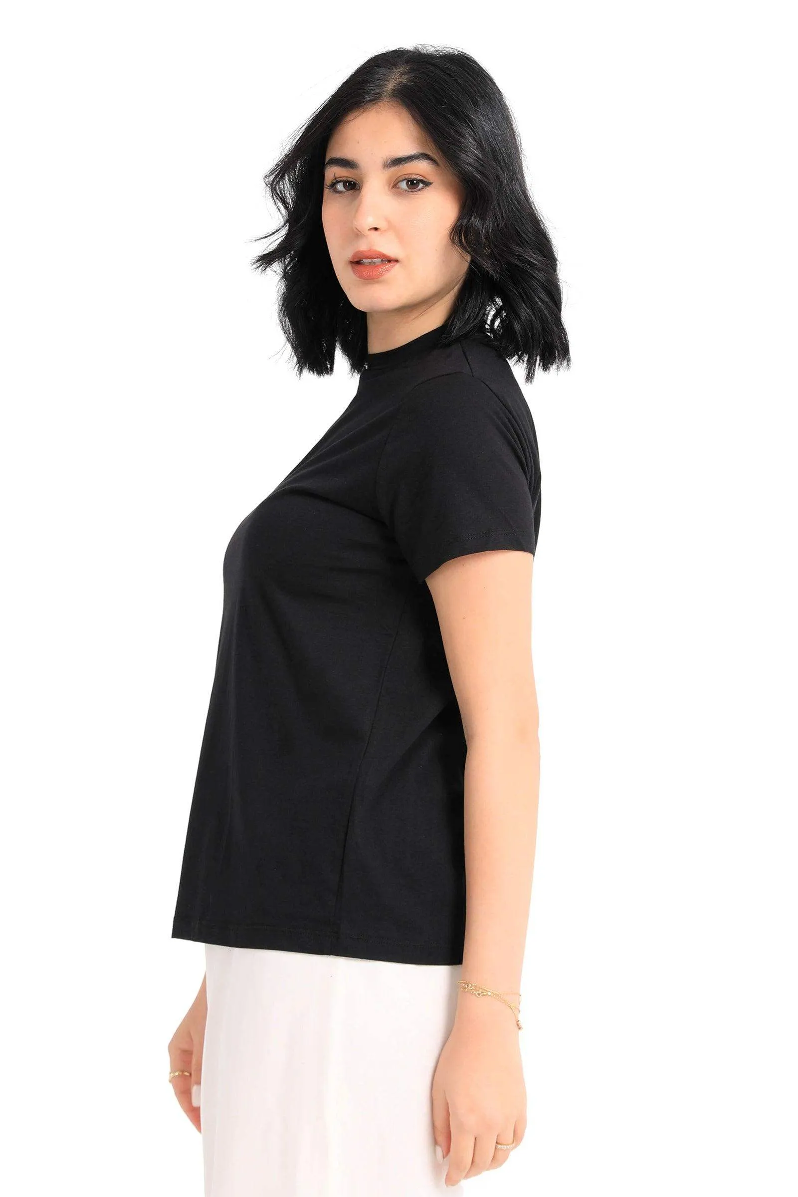 Cotton High Neck T-Shirt