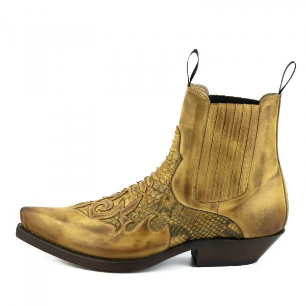 Cowboy Boots or Ankle Boots for Women and Men, Handcrafted, Yellow, Urban and Exotic 2500