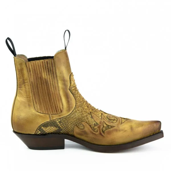Cowboy Boots or Ankle Boots for Women and Men, Handcrafted, Yellow, Urban and Exotic 2500