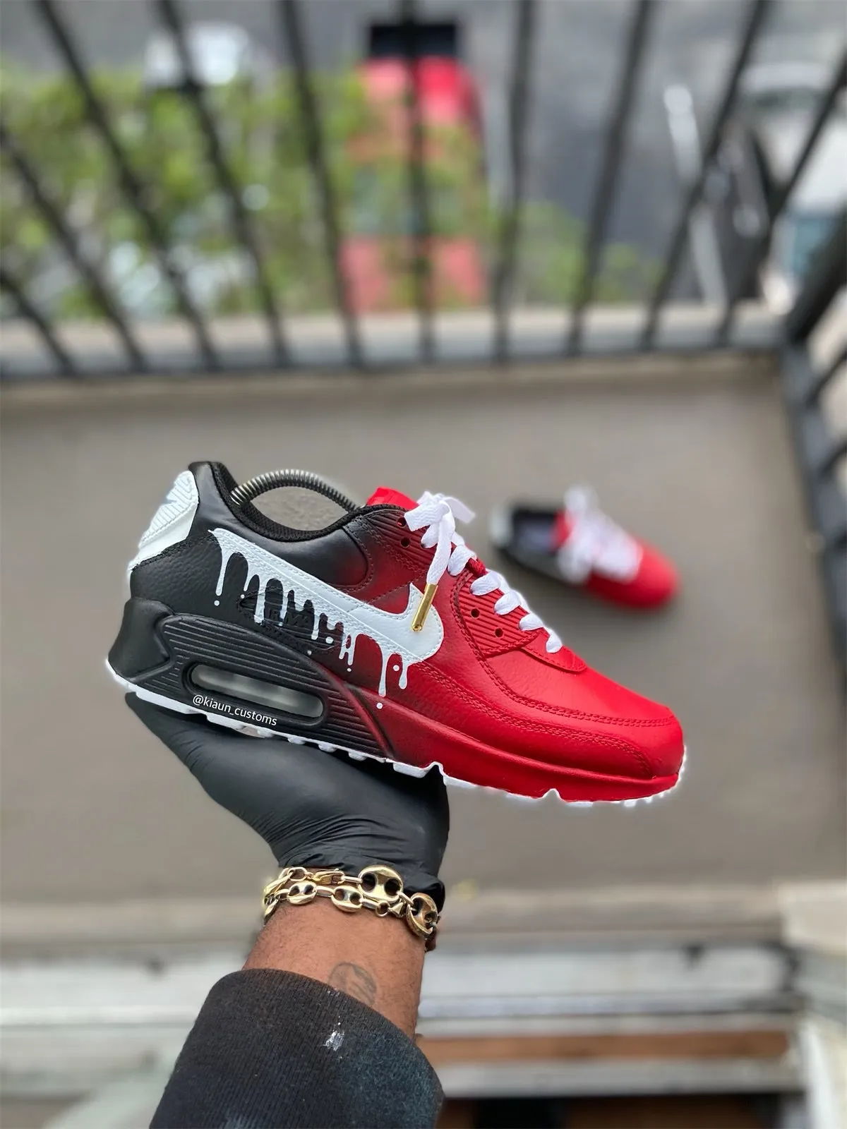 Custom Red and Black Drip Airmax 90