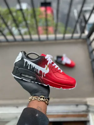 Custom Red and Black Drip Airmax 90