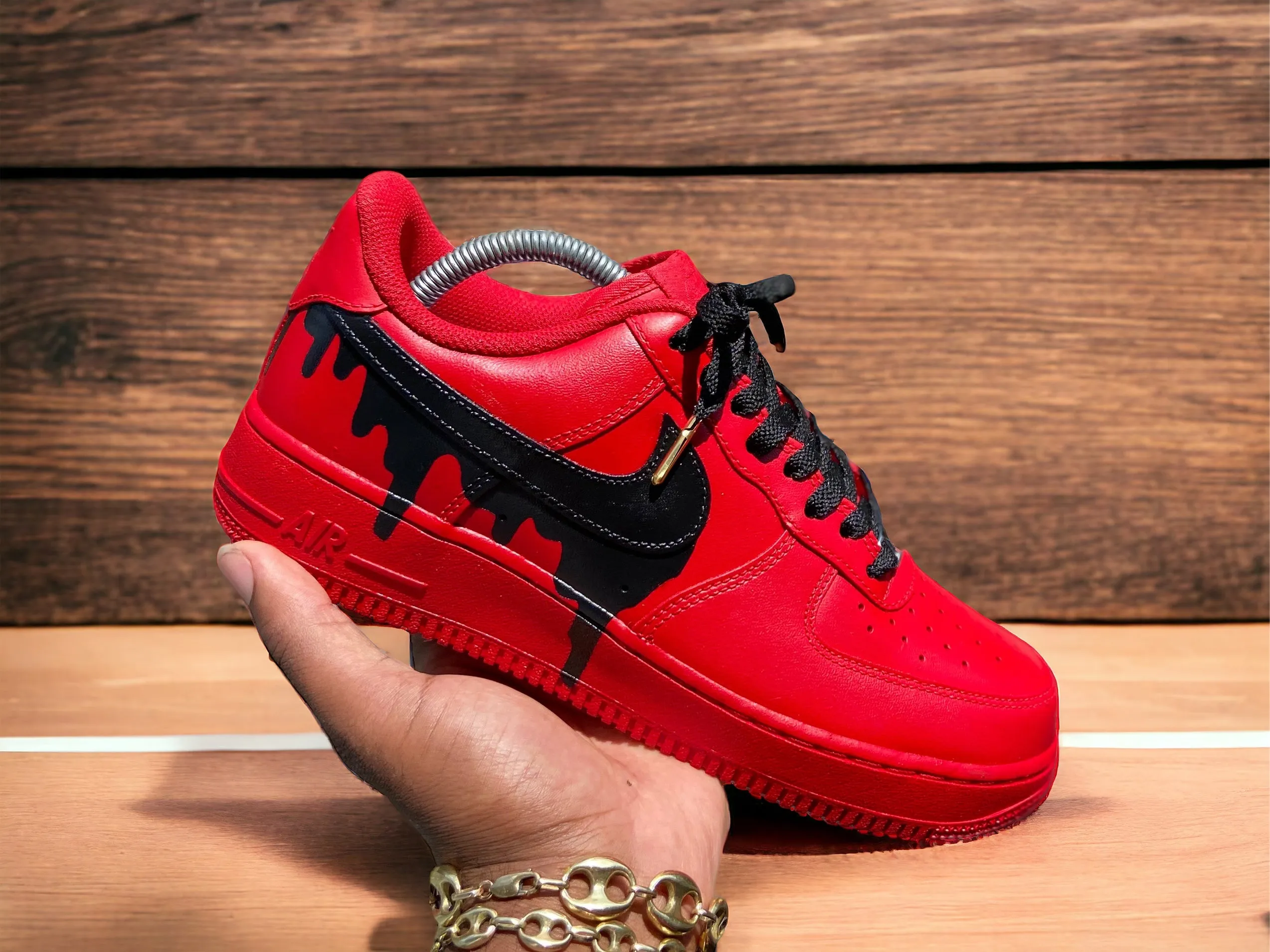 Custom Red Drip Air Force 1s.