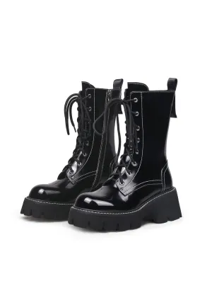 Danny Lace Up Black Leather Boot