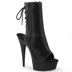 DELIGHT-1018  Black Quilted Faux Leather/Black Matte