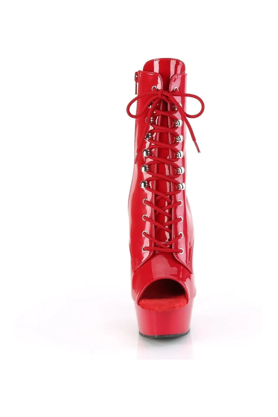 DELIGHT-1021 Red Patent Ankle Boot