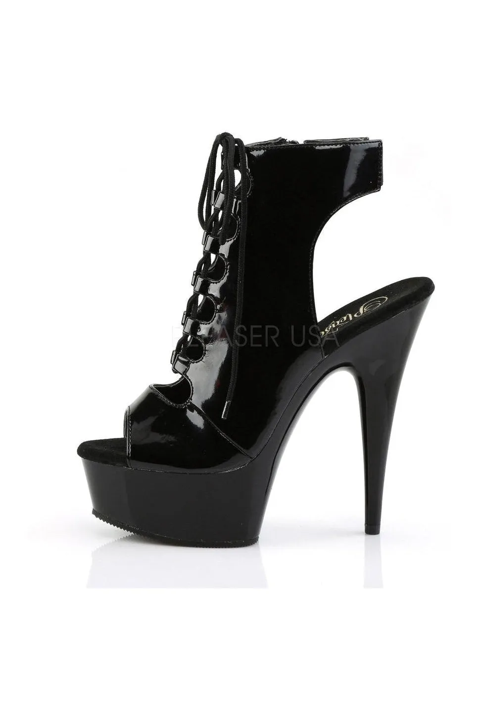 DELIGHT-600-20 Platform Boot  | Black Patent