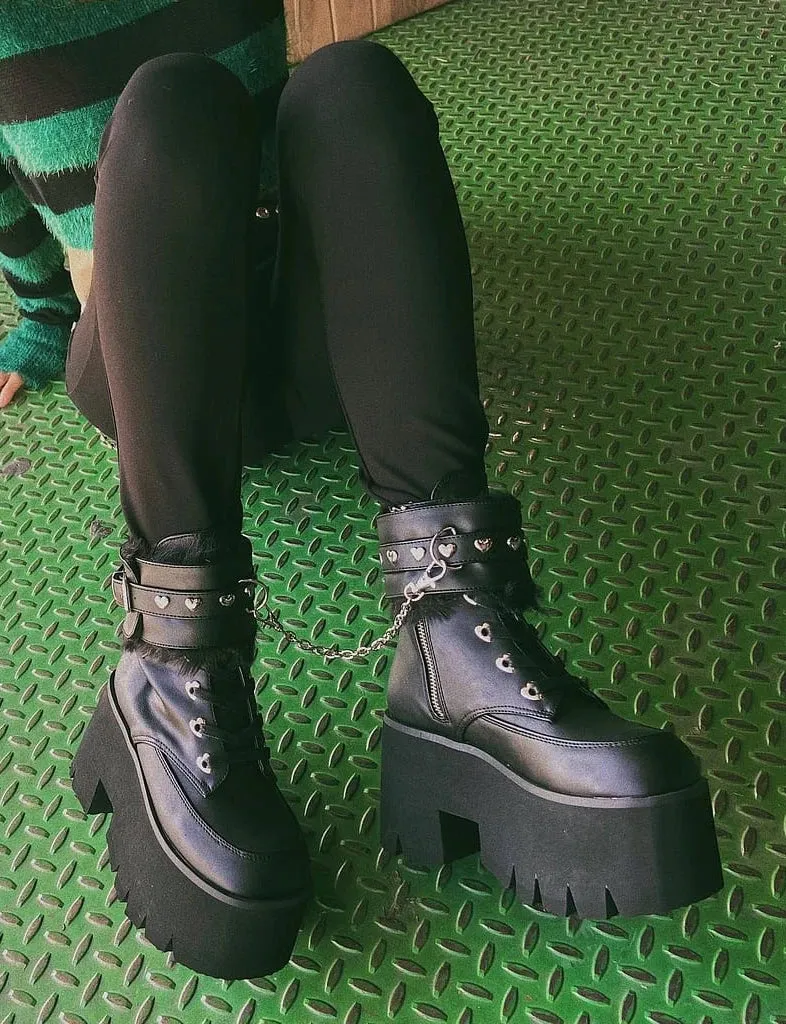 DEMONIA ASHES-57 BOOTS - BLACK VEGAN LEATHER ✰ PRE ORDER ✰