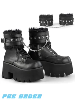 DEMONIA ASHES-57 BOOTS - BLACK VEGAN LEATHER ✰ PRE ORDER ✰