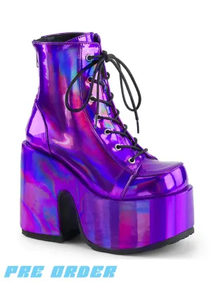 DEMONIA CAMEL-203 BOOTS - HOLO PURPLE ✰ PRE ORDER ✰