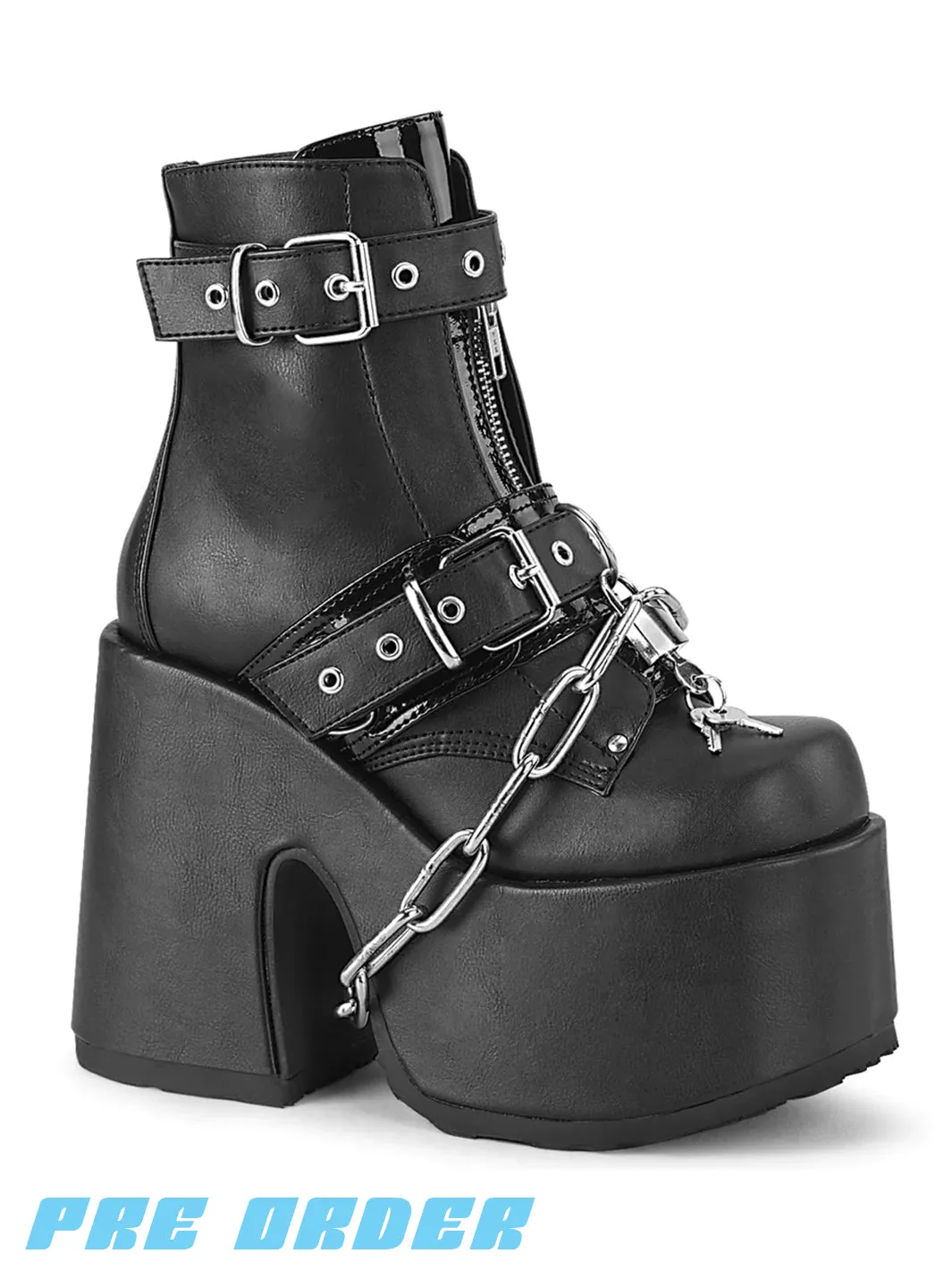 DEMONIA CAMEL-205 - BOOTS BLACK VEGAN LEATHER ✰ PRE ORDER ✰