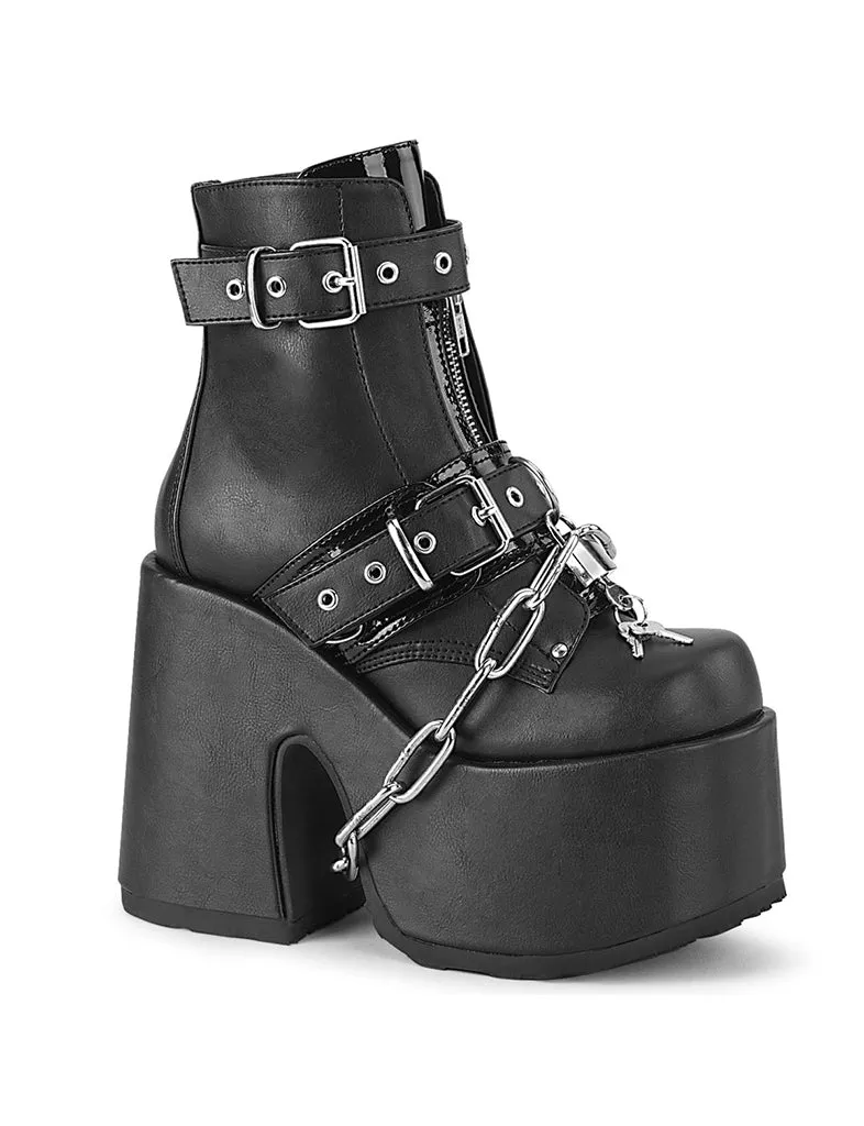 DEMONIA CAMEL-205 - BOOTS BLACK VEGAN LEATHER ✰ PRE ORDER ✰