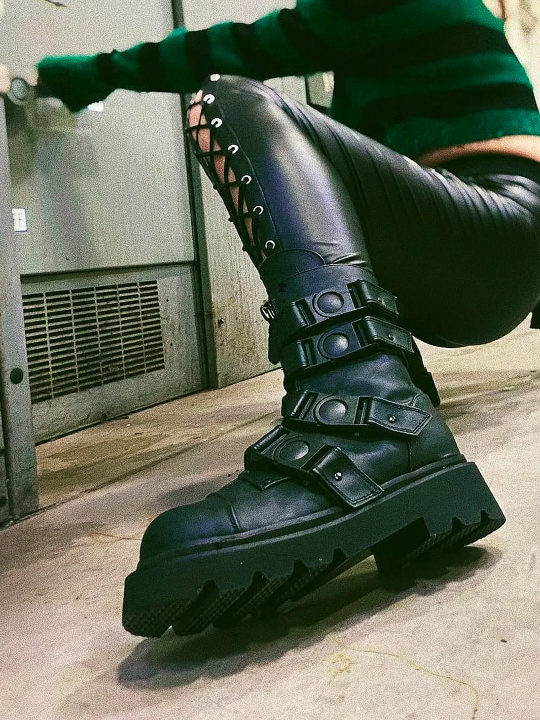 DEMONIA RENEGADE-55 - BLACK VEGAN LEATHER ✰ PRE ORDER ✰