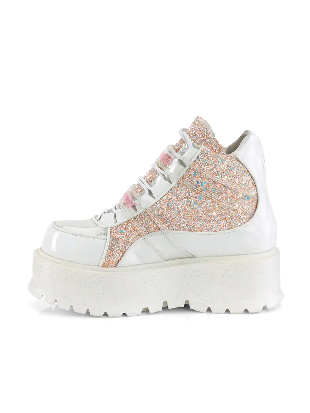 DEMONIA SLACKER-50 - WHITE HOLOGRAPHIC GLITTER ✰ PRE ORDER ✰