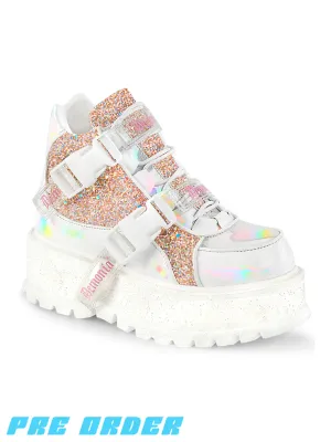 DEMONIA SLACKER-50 - WHITE HOLOGRAPHIC GLITTER ✰ PRE ORDER ✰