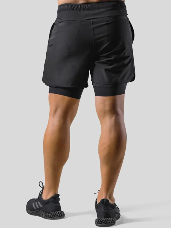 Double Layer Fake Two Piece Basketball Fitness Shorts