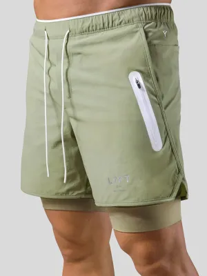 Double Layer Fake Two Piece Basketball Fitness Shorts