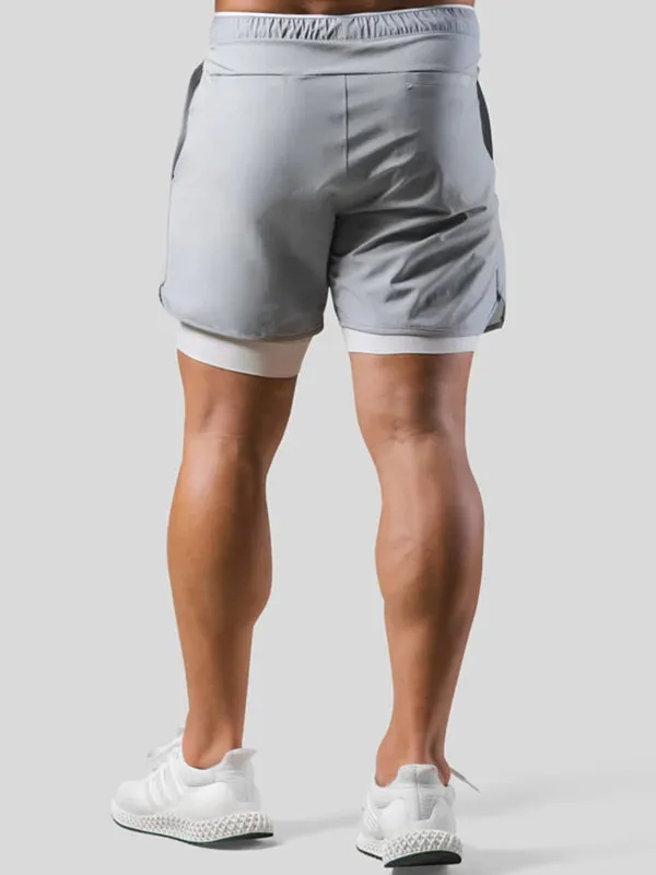 Double Layer Fake Two Piece Basketball Fitness Shorts