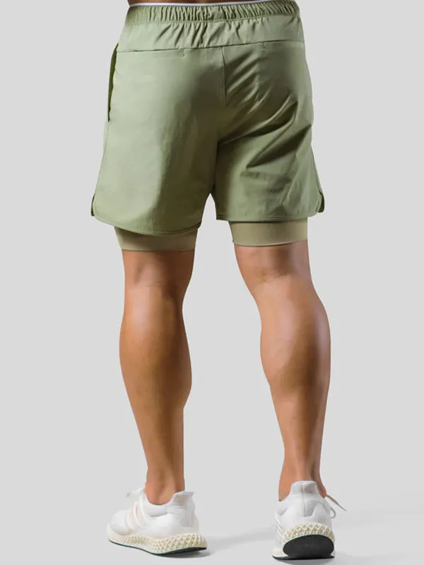 Double Layer Fake Two Piece Basketball Fitness Shorts