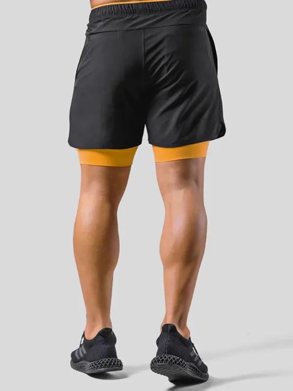 Double Layer Fake Two Piece Basketball Fitness Shorts