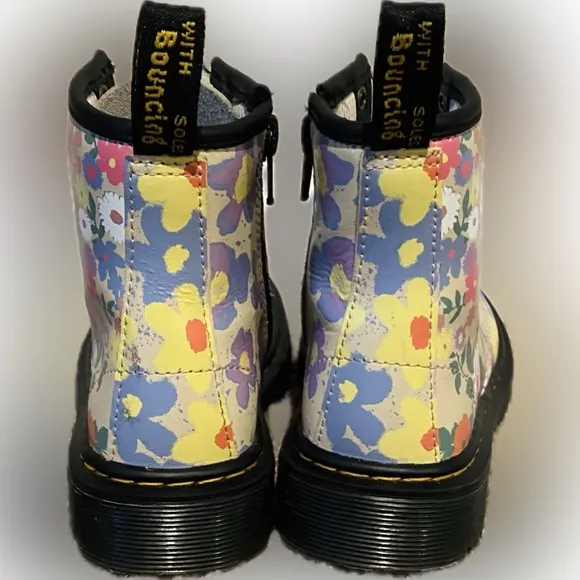 Dr. Martens AirWair 1460 Floral Mashup Leather Lace Up Boots, Girls Size 12