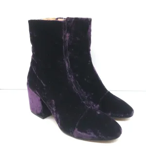 Dries Van Noten Crushed Velvet Ankle Boots Dark Purple Size 38.5
