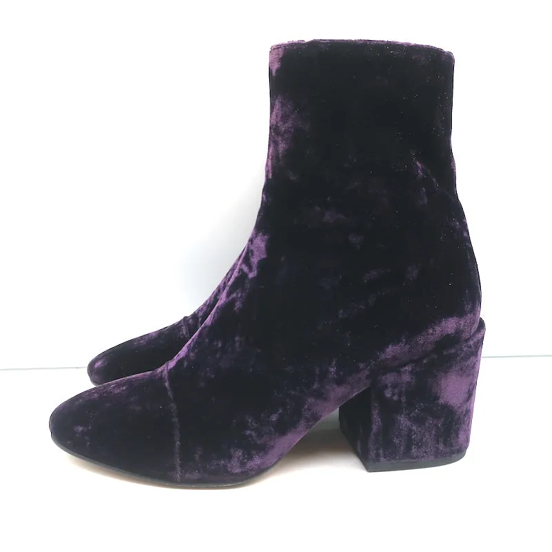 Dries Van Noten Crushed Velvet Ankle Boots Dark Purple Size 38.5