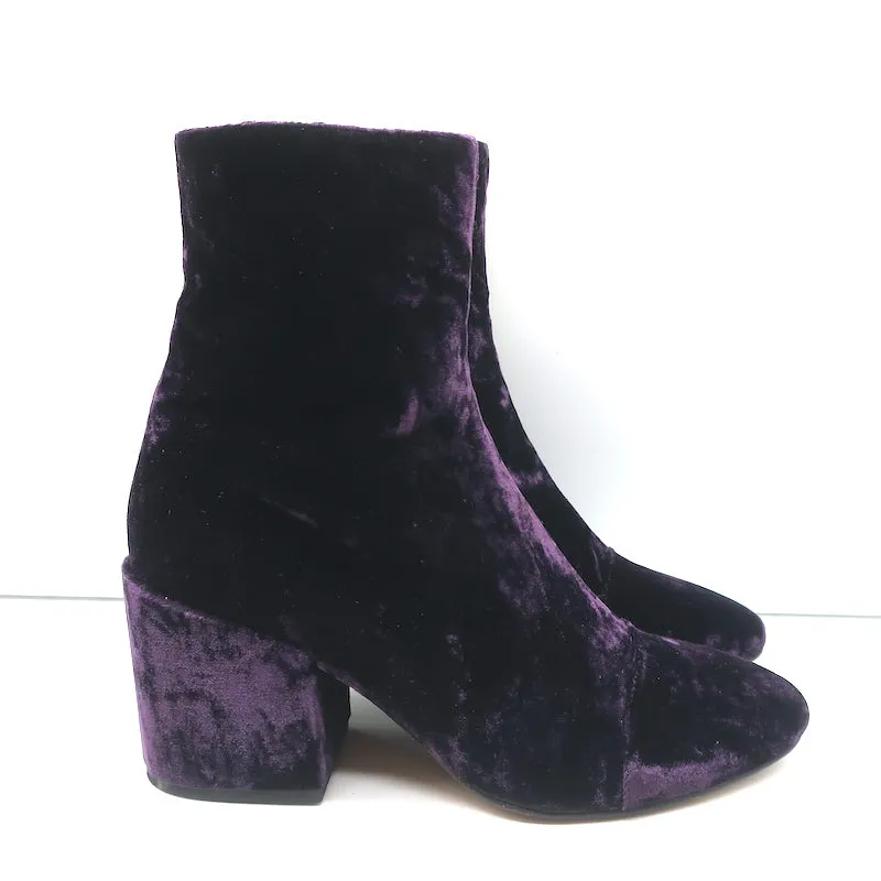 Dries Van Noten Crushed Velvet Ankle Boots Dark Purple Size 38.5