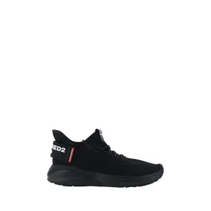Dsquared2 Men Black Sneakers Fabric Mid Top Reinforced Toe Wedge Trainer Shoes
