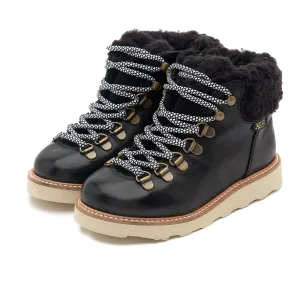 Eddie Fur Lined Leather Hiking Boot (Black)
