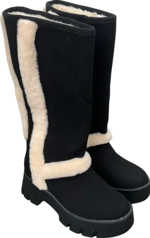 Ego Black Chunky Sole Boots With Faux Fur Trim UK 3 EU 36 👠