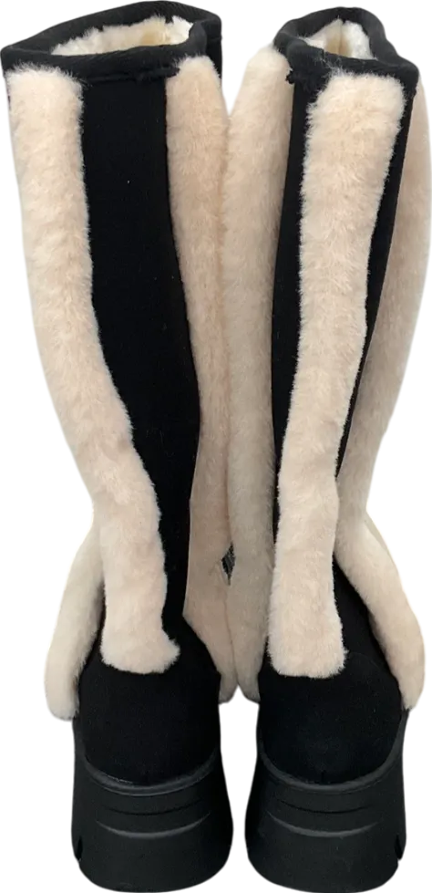 Ego Black Chunky Sole Boots With Faux Fur Trim UK 3 EU 36 👠