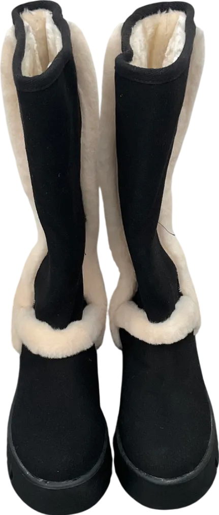 Ego Black Chunky Sole Boots With Faux Fur Trim UK 3 EU 36 👠