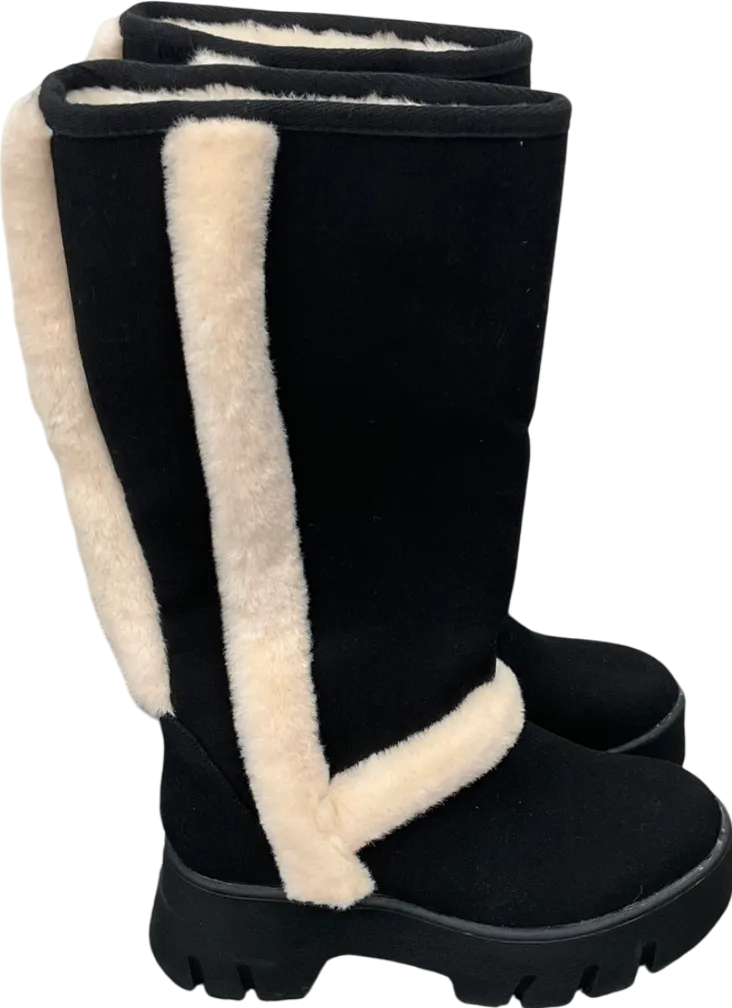 Ego Black Chunky Sole Boots With Faux Fur Trim UK 3 EU 36 👠