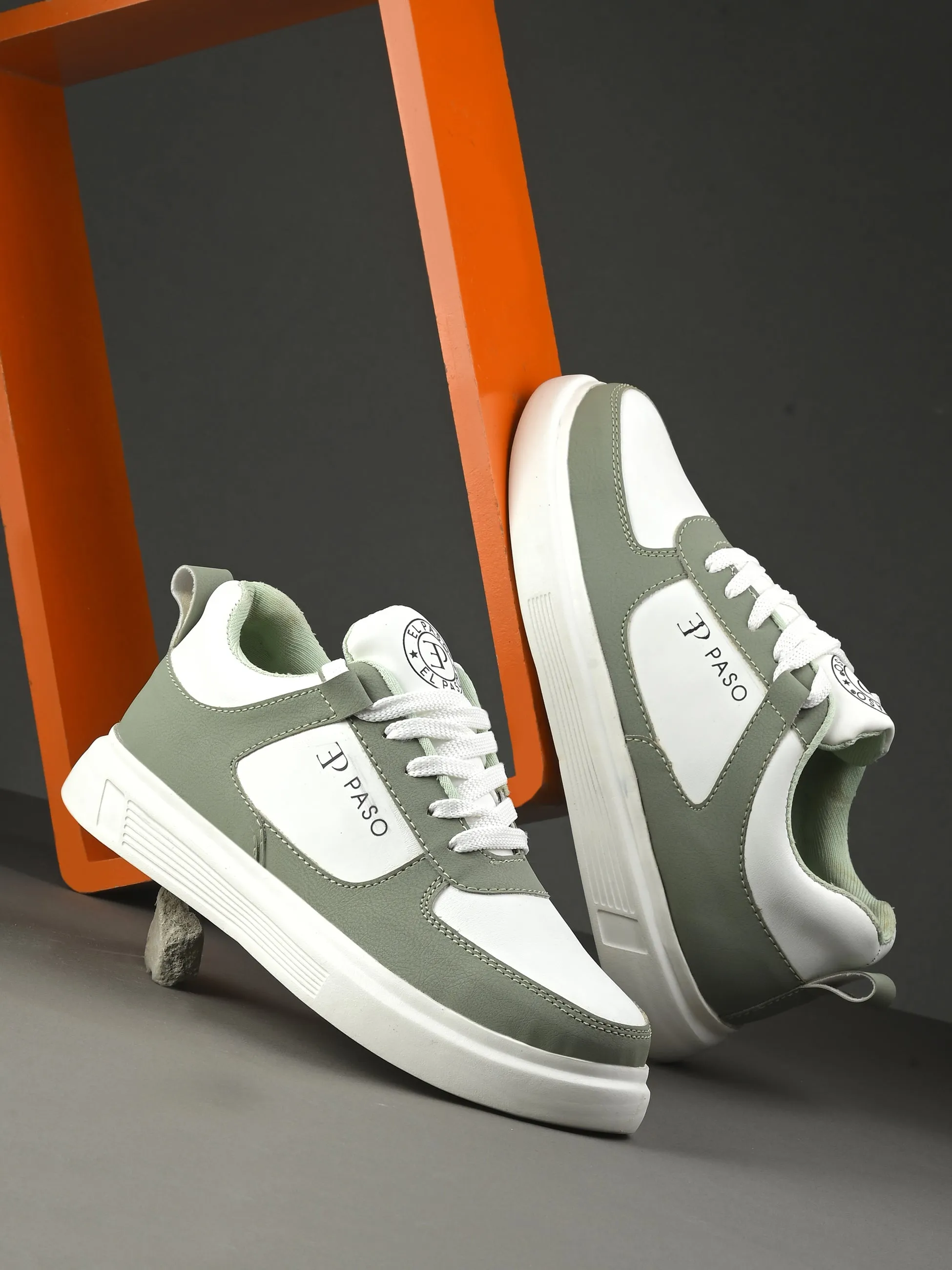 EL PASO Faux Leather Casual Lace Up Sneakers For Women