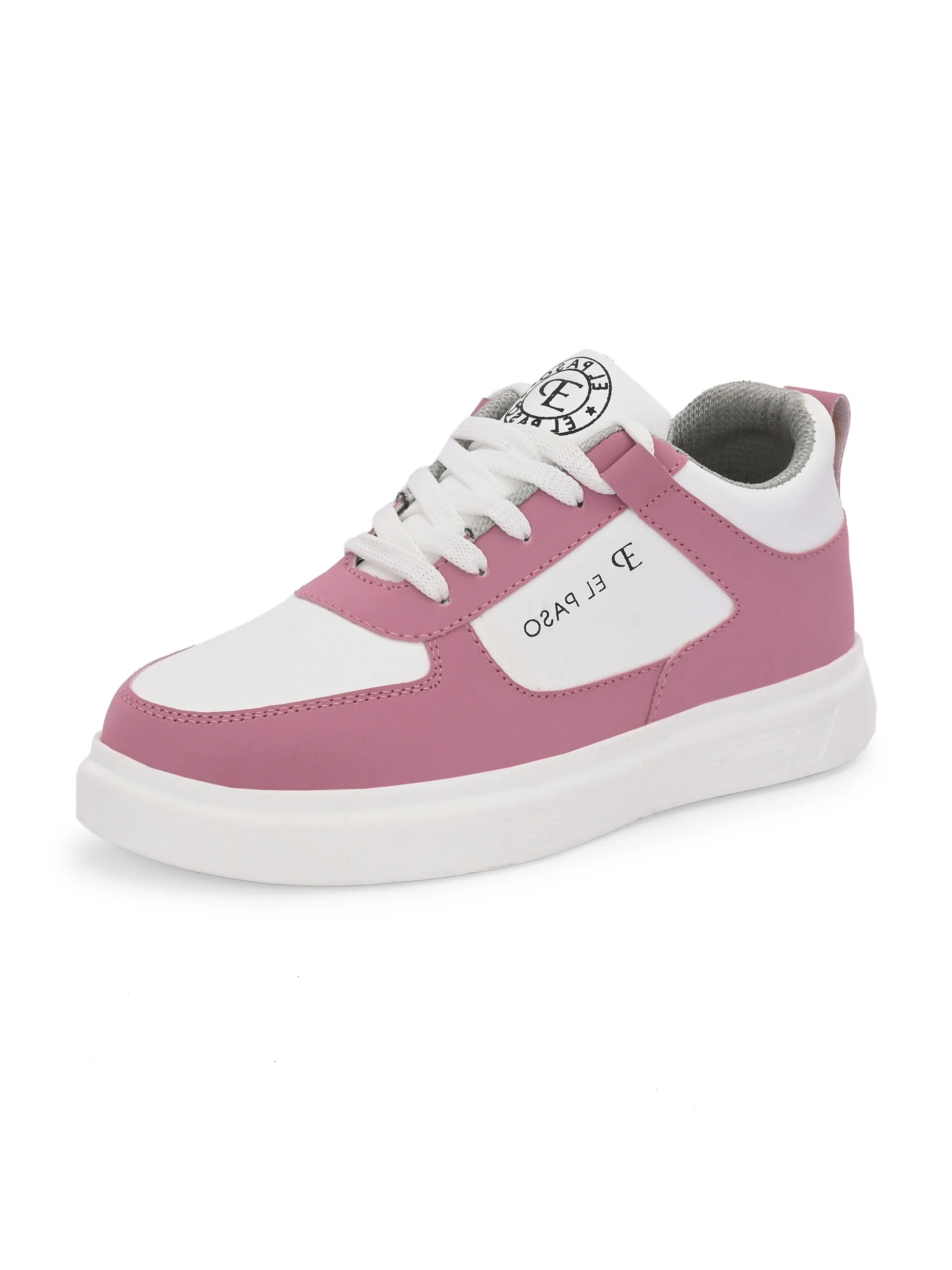 EL PASO Faux Leather Casual Lace Up Sneakers For Women