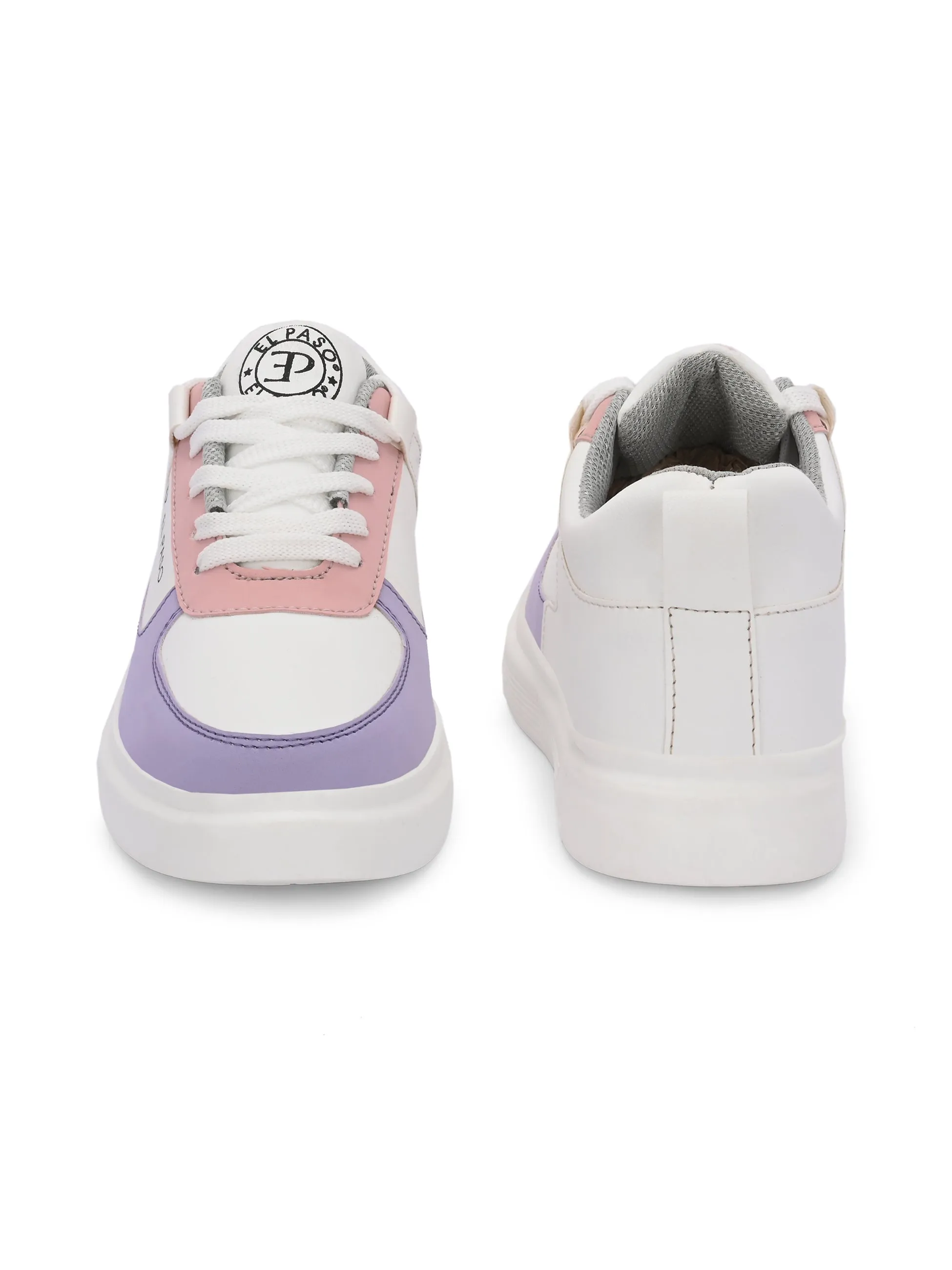 EL PASO Faux Leather Casual Lace Up Sneakers For Women