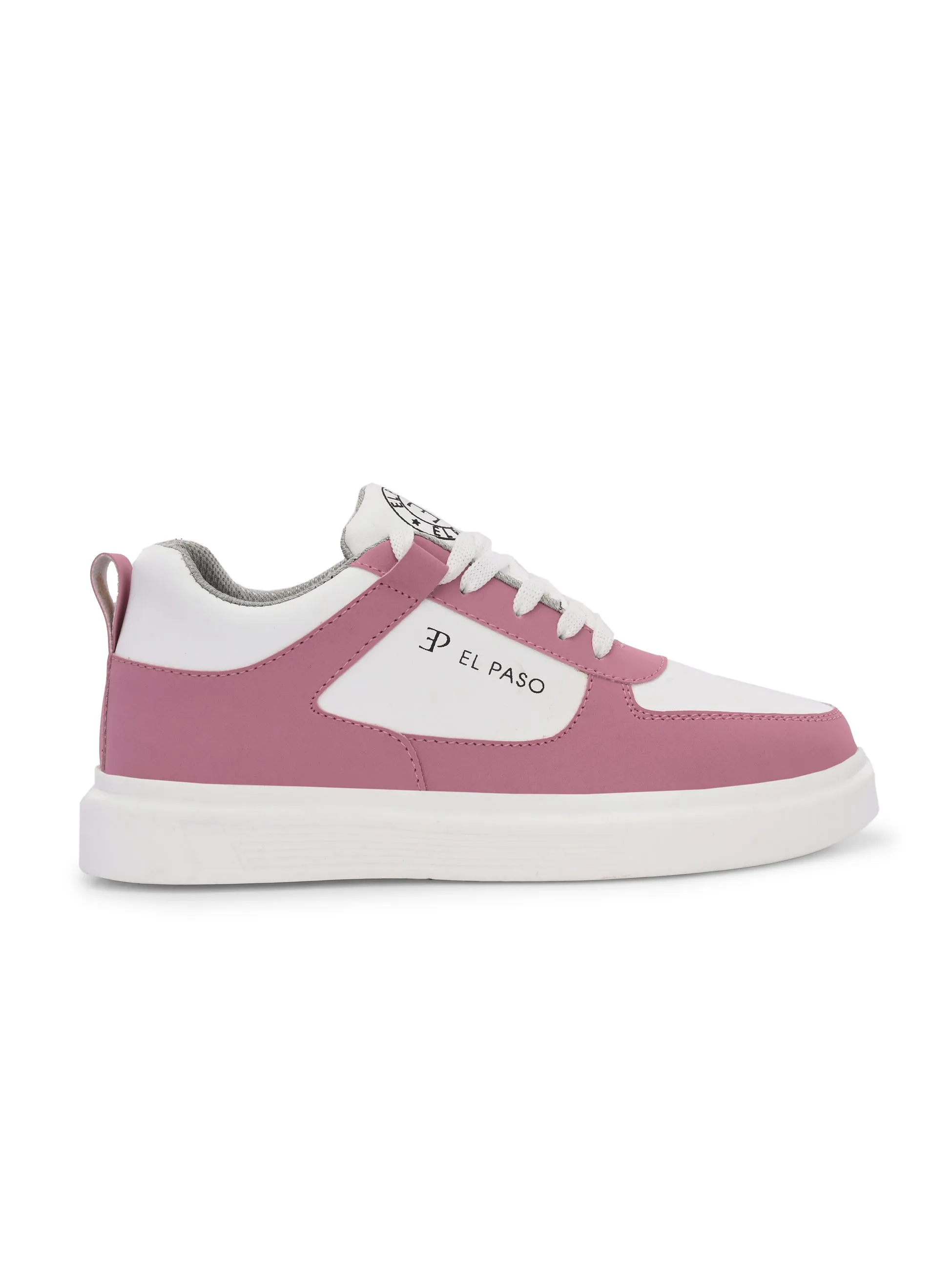 EL PASO Faux Leather Casual Lace Up Sneakers For Women