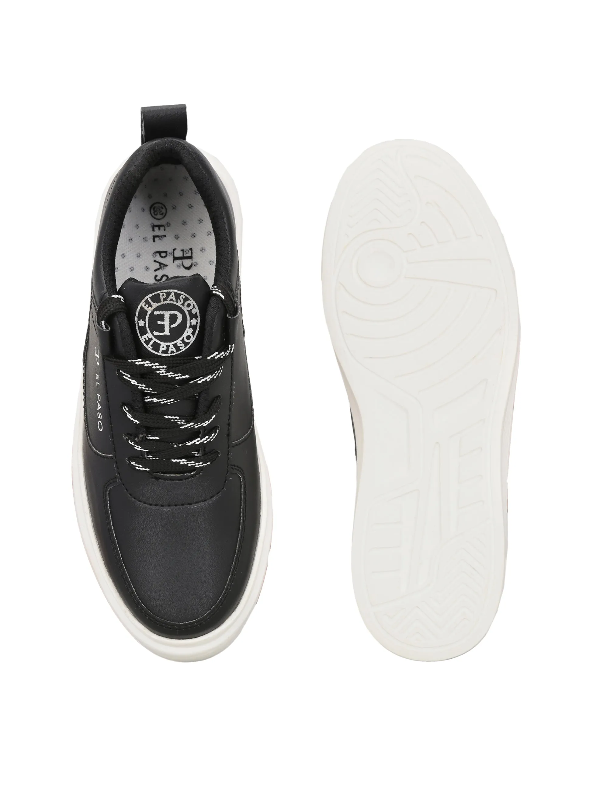 EL PASO Faux Leather Casual Lace Up Sneakers For Women