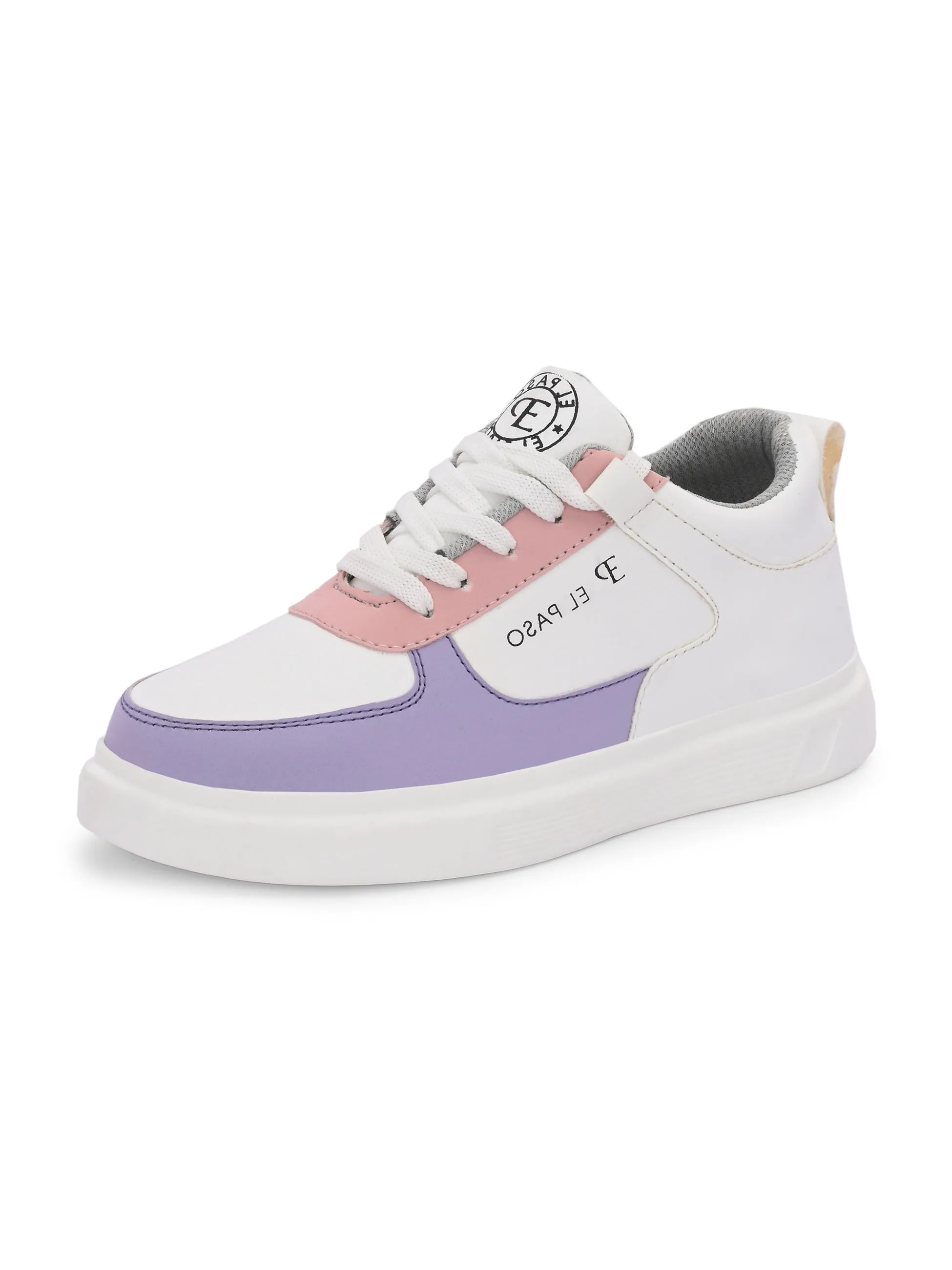 EL PASO Faux Leather Casual Lace Up Sneakers For Women