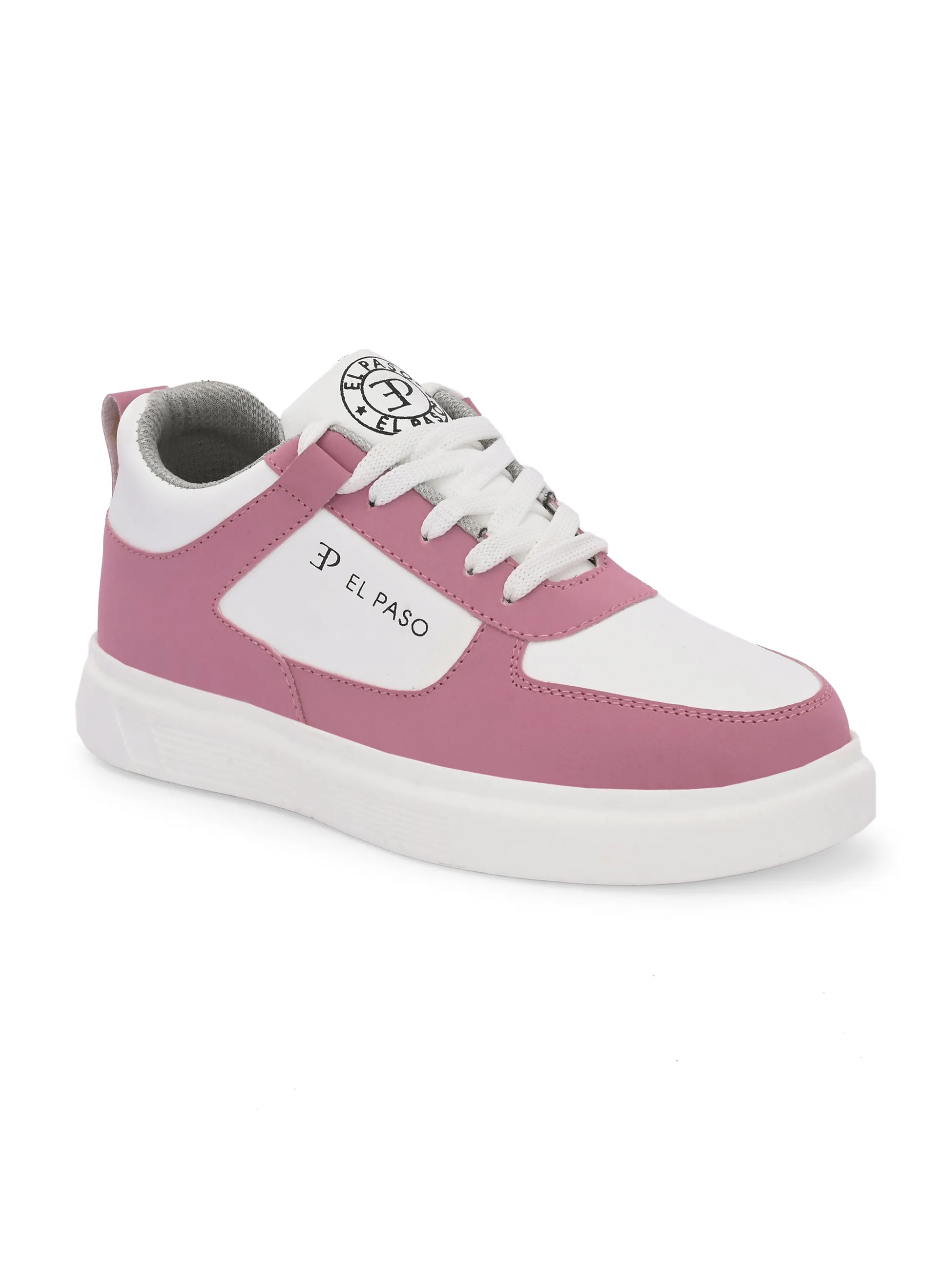 EL PASO Faux Leather Casual Lace Up Sneakers For Women