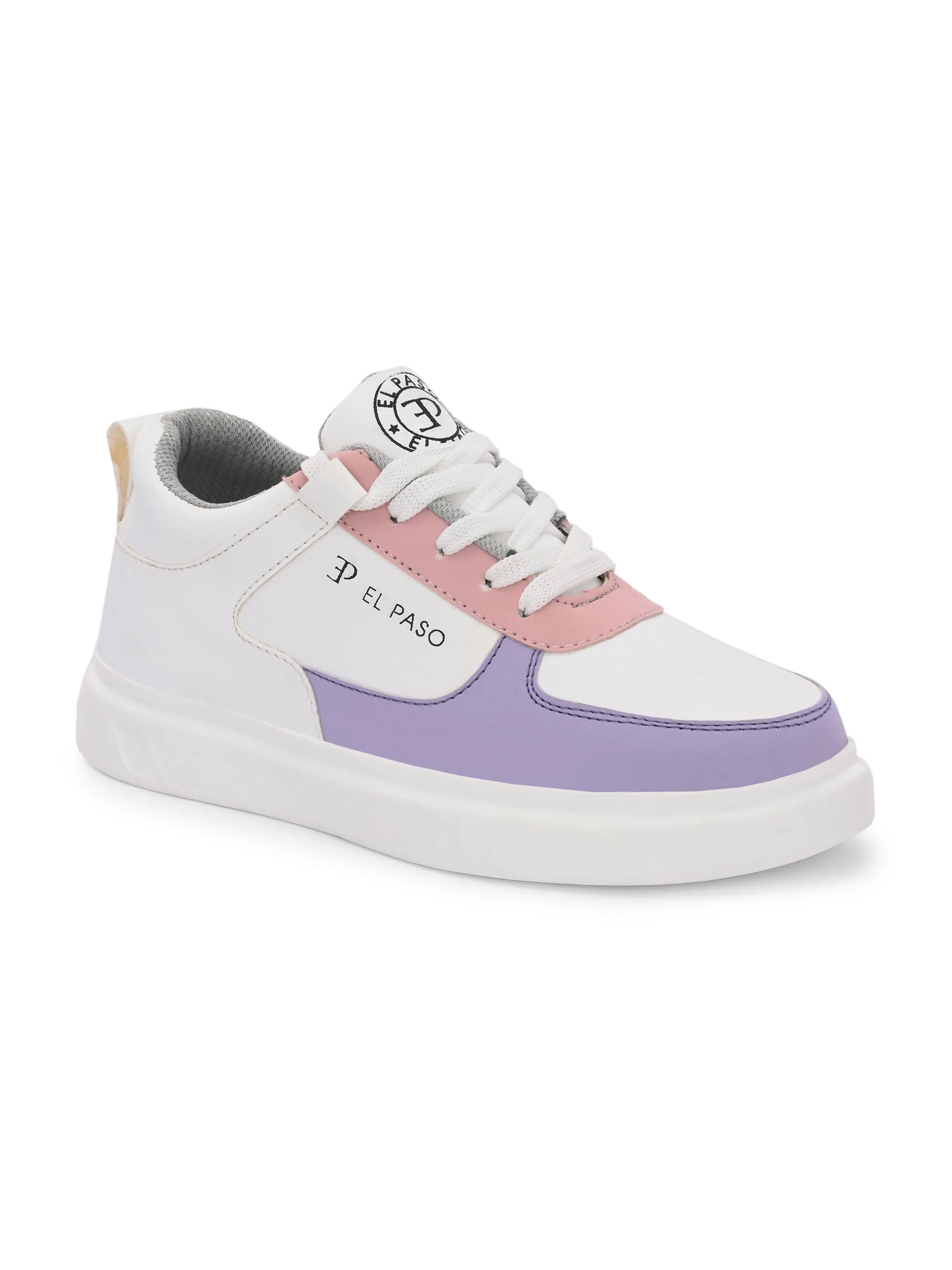 EL PASO Faux Leather Casual Lace Up Sneakers For Women