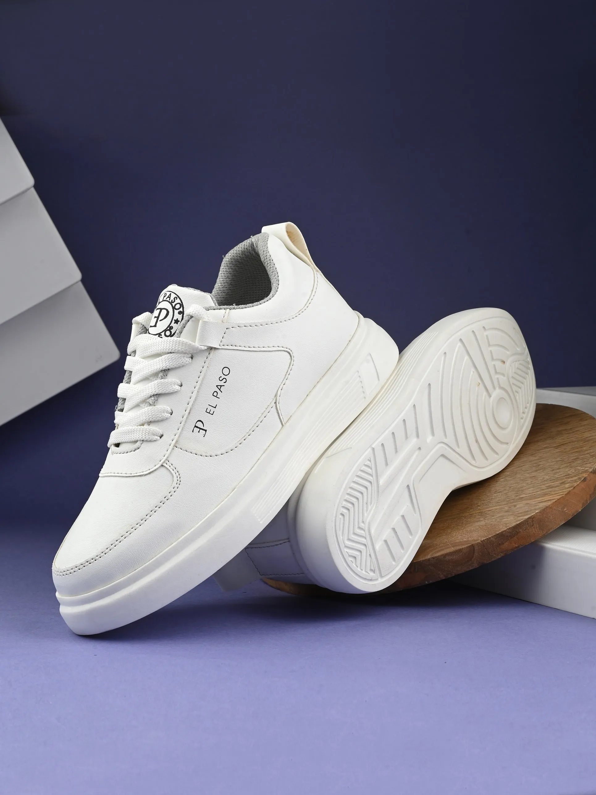 EL PASO Faux Leather Casual Lace Up Sneakers For Women