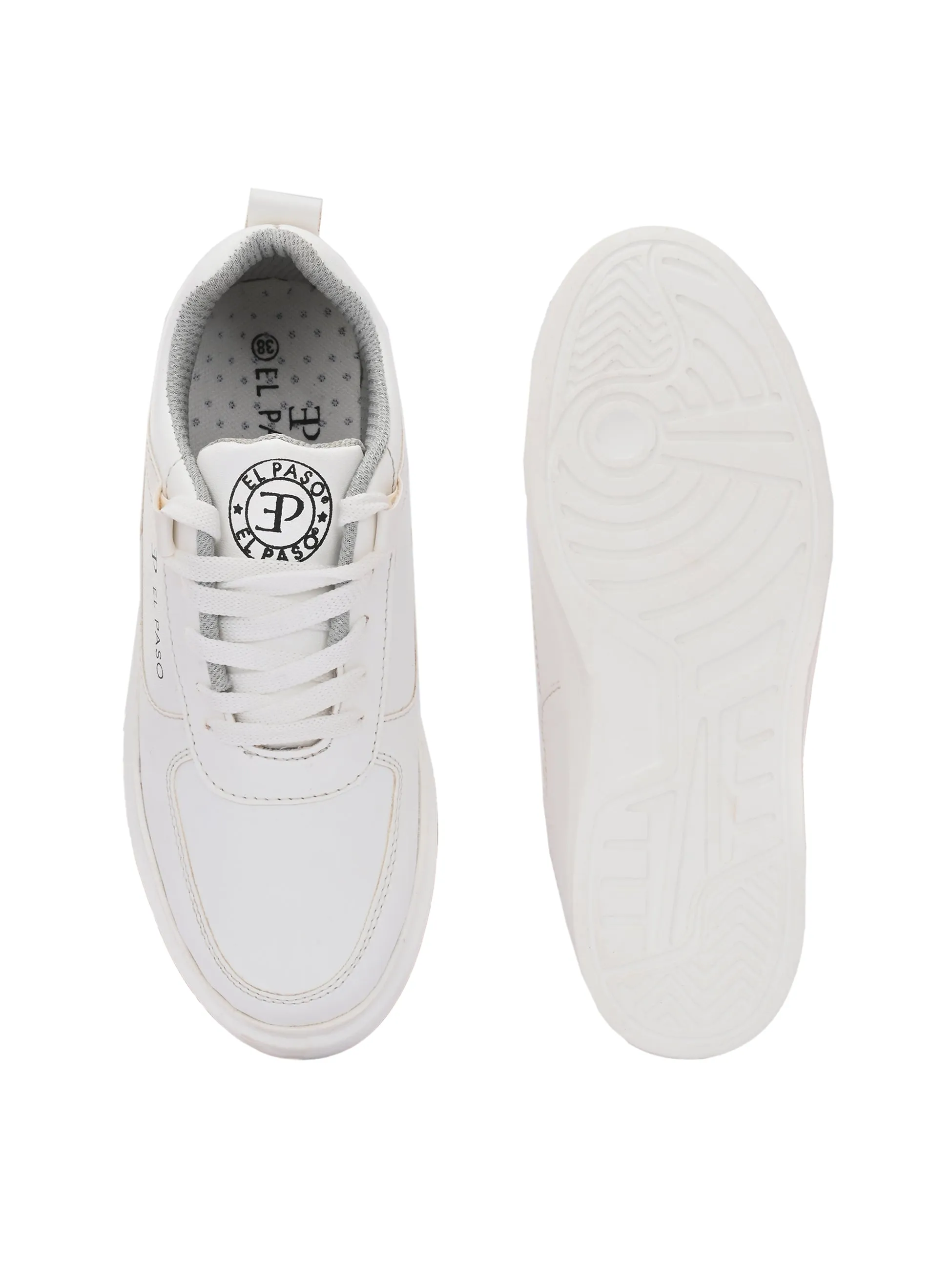 EL PASO Faux Leather Casual Lace Up Sneakers For Women