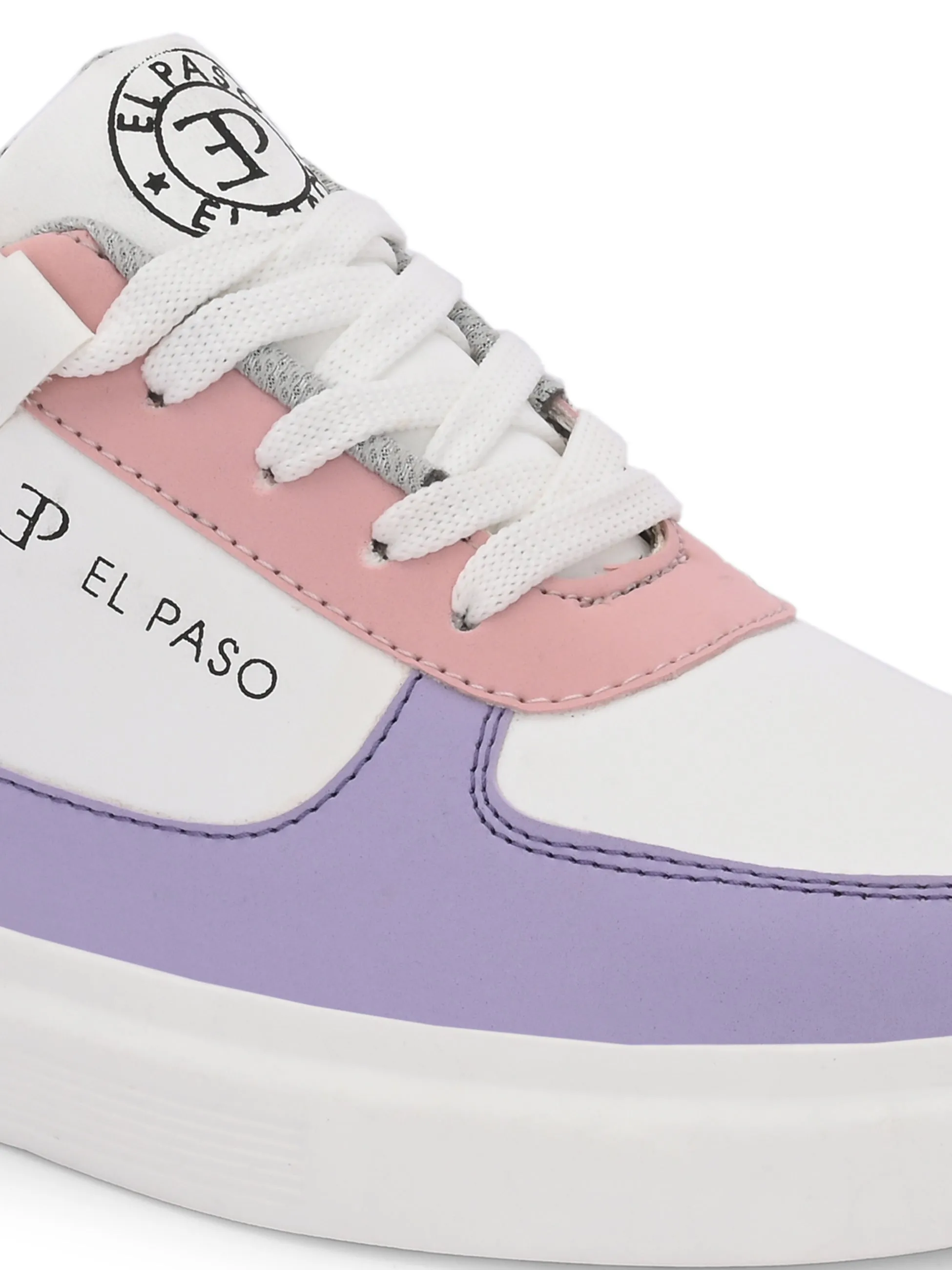 EL PASO Faux Leather Casual Lace Up Sneakers For Women