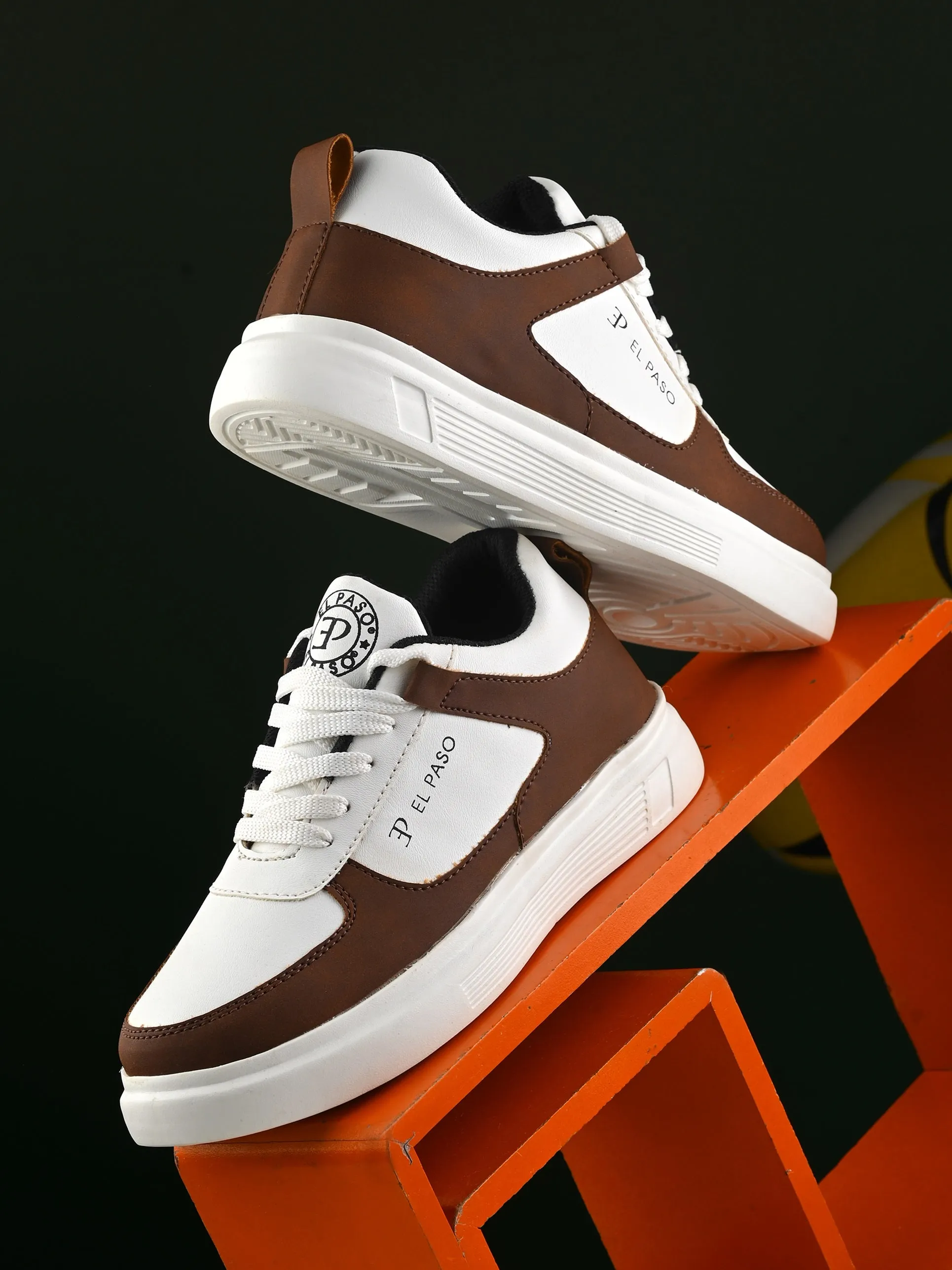 EL PASO Faux Leather Casual Lace Up Sneakers For Women