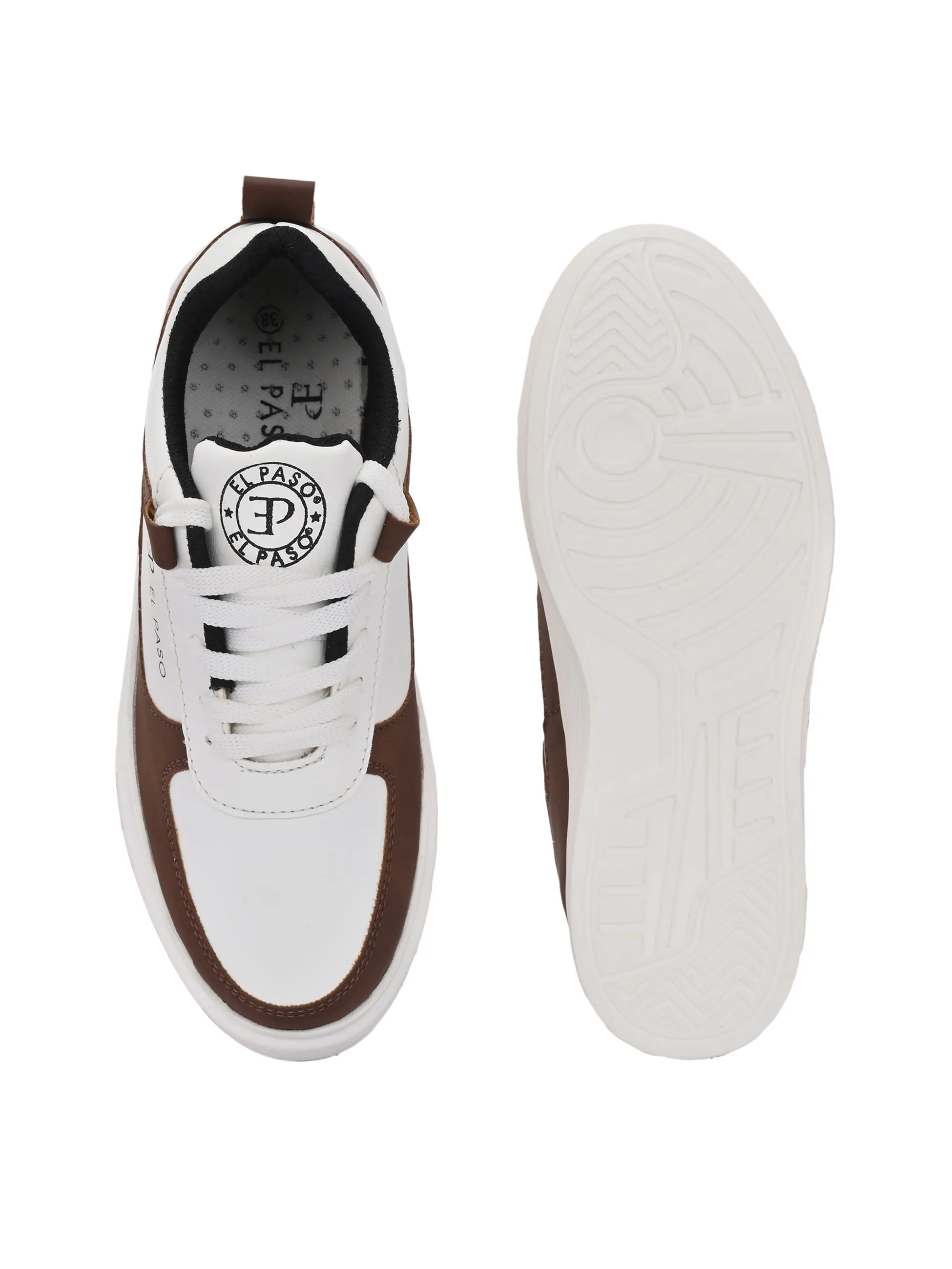 EL PASO Faux Leather Casual Lace Up Sneakers For Women