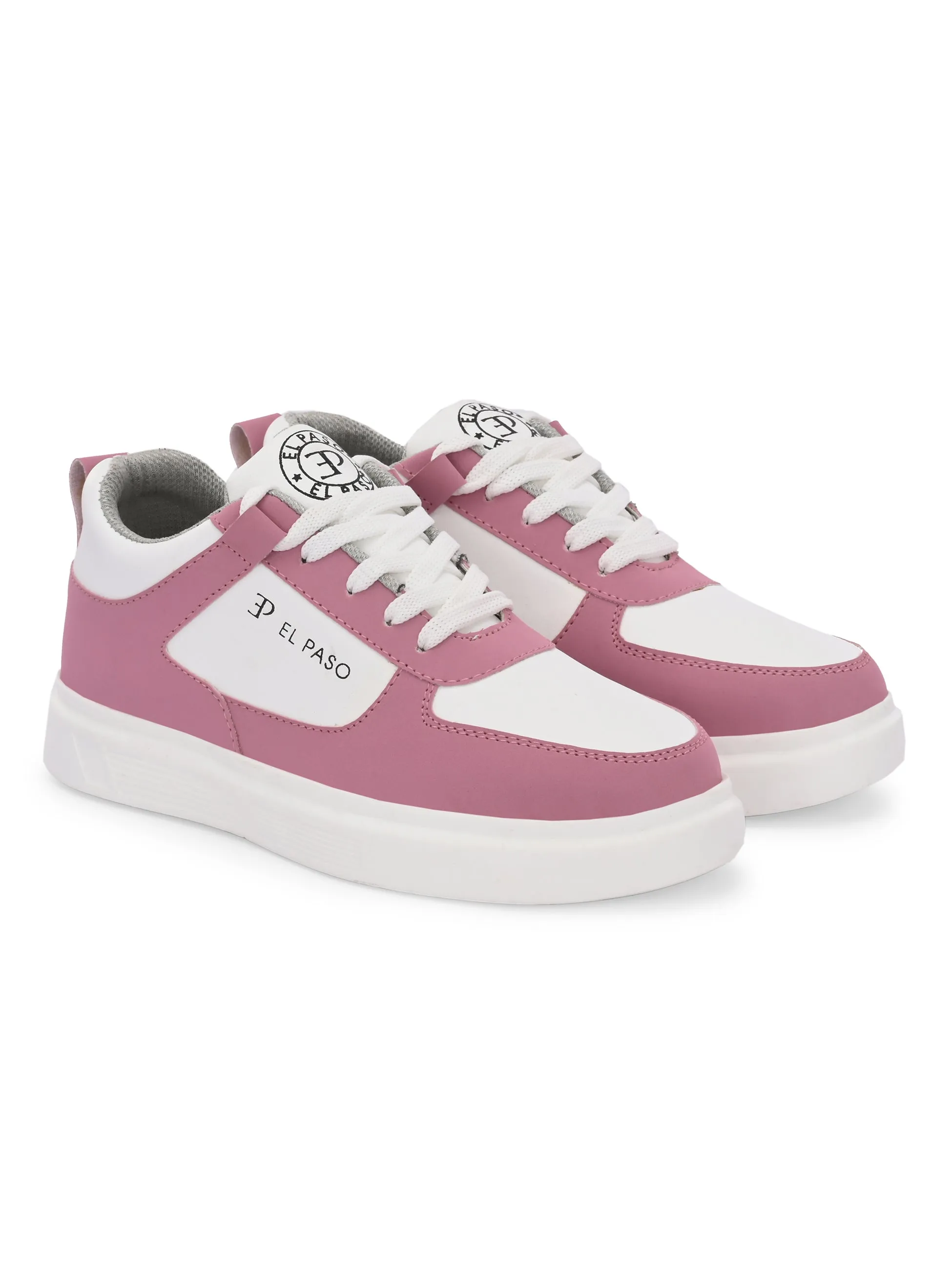 EL PASO Faux Leather Casual Lace Up Sneakers For Women