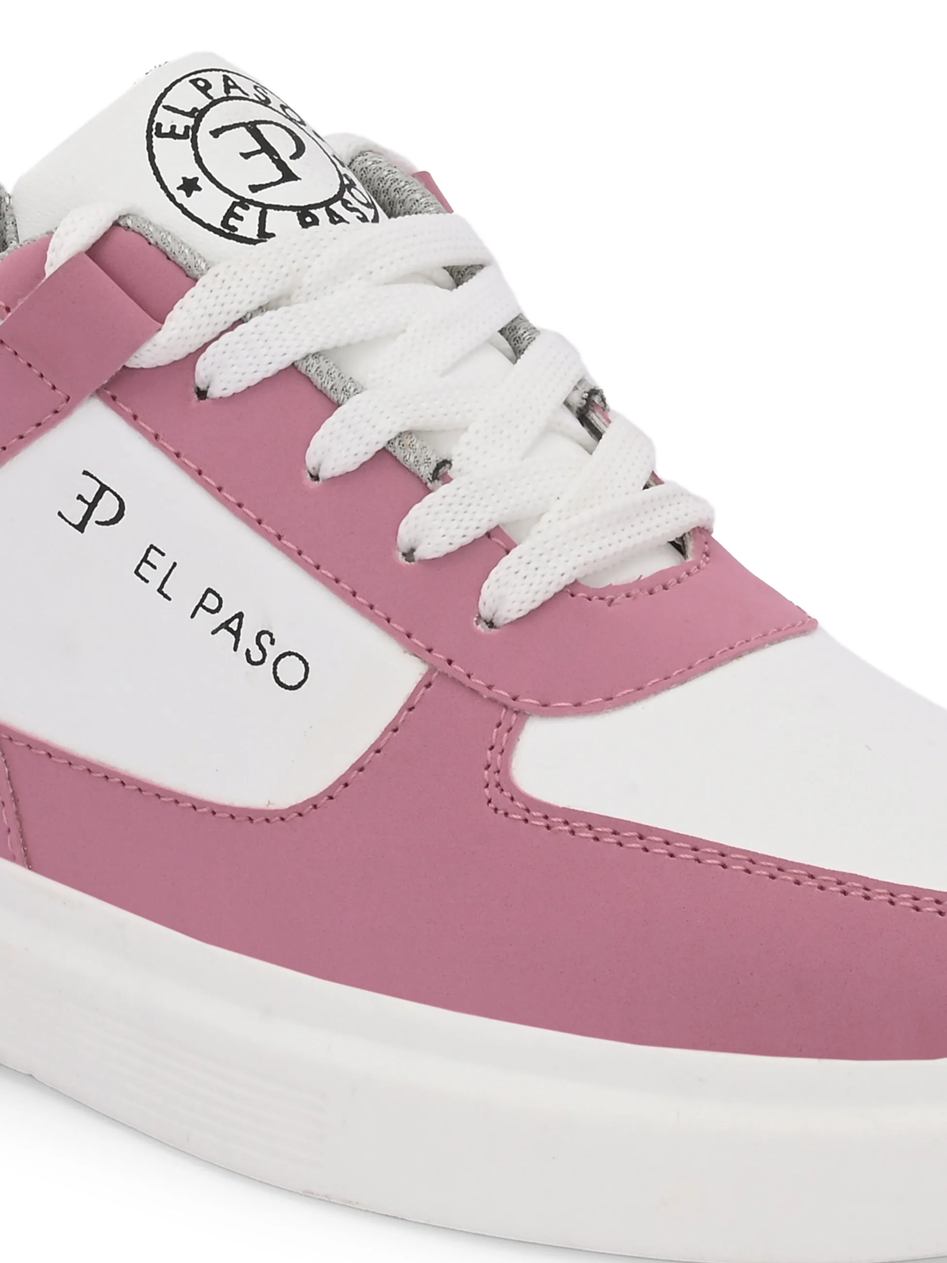EL PASO Faux Leather Casual Lace Up Sneakers For Women