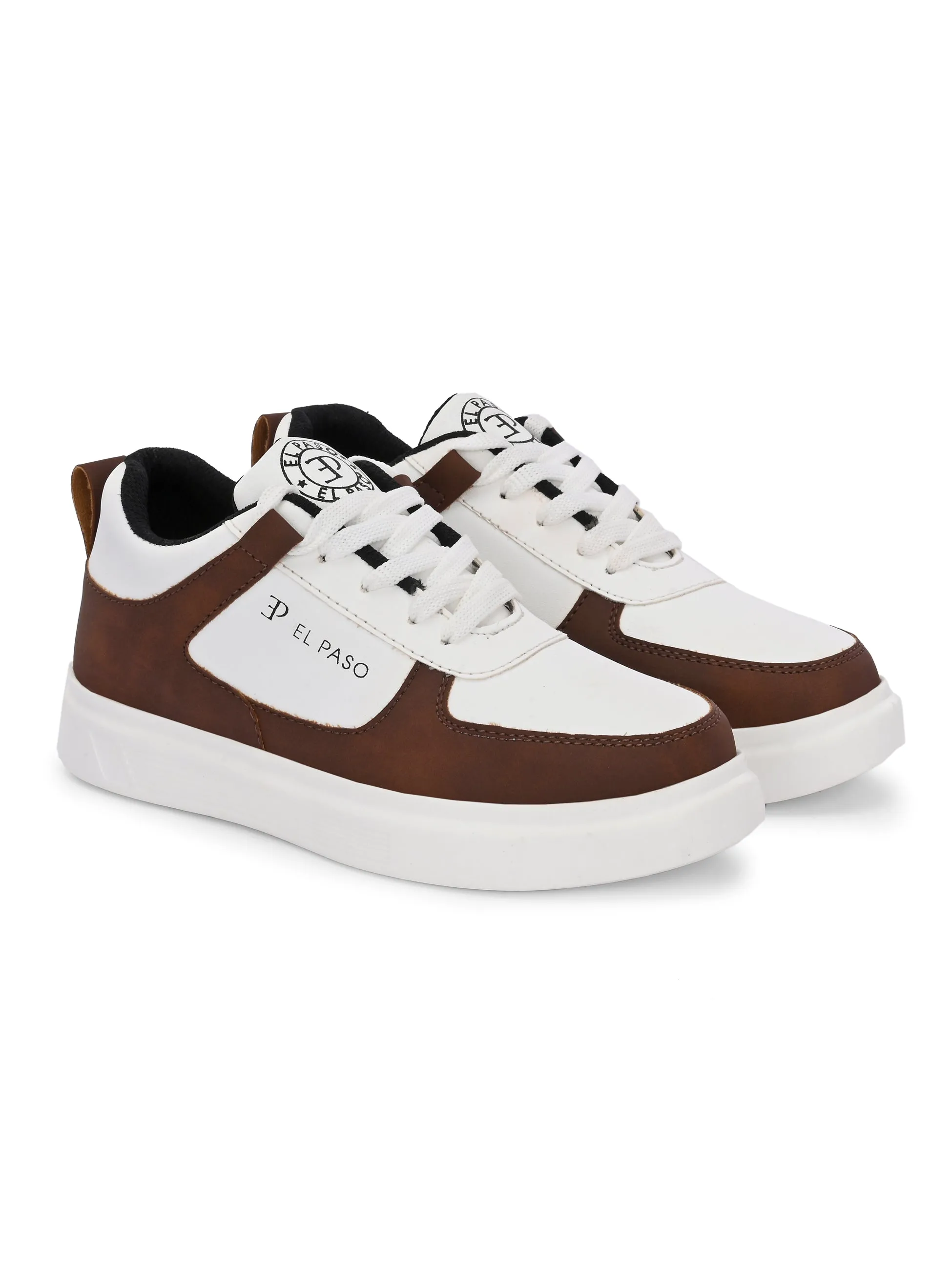 EL PASO Faux Leather Casual Lace Up Sneakers For Women